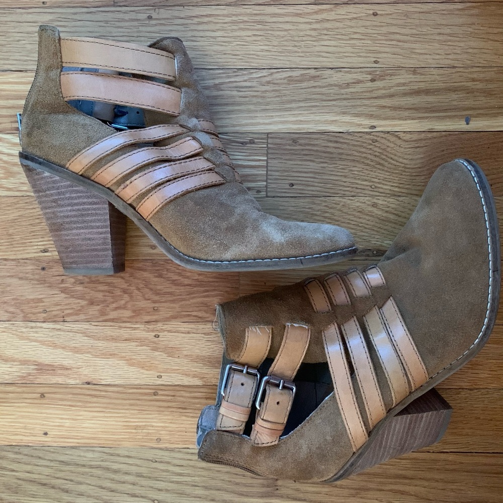 Dolce Vita Light Brown Suede Buckle Ankle Booties